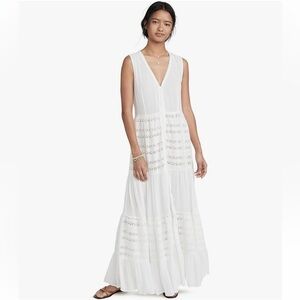 Playa Lucila Elegant White Sleeveless Maxi Dress S